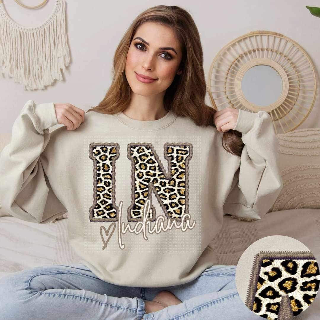 IN indiana leopard embroidery 17459 DTF TRANSFER