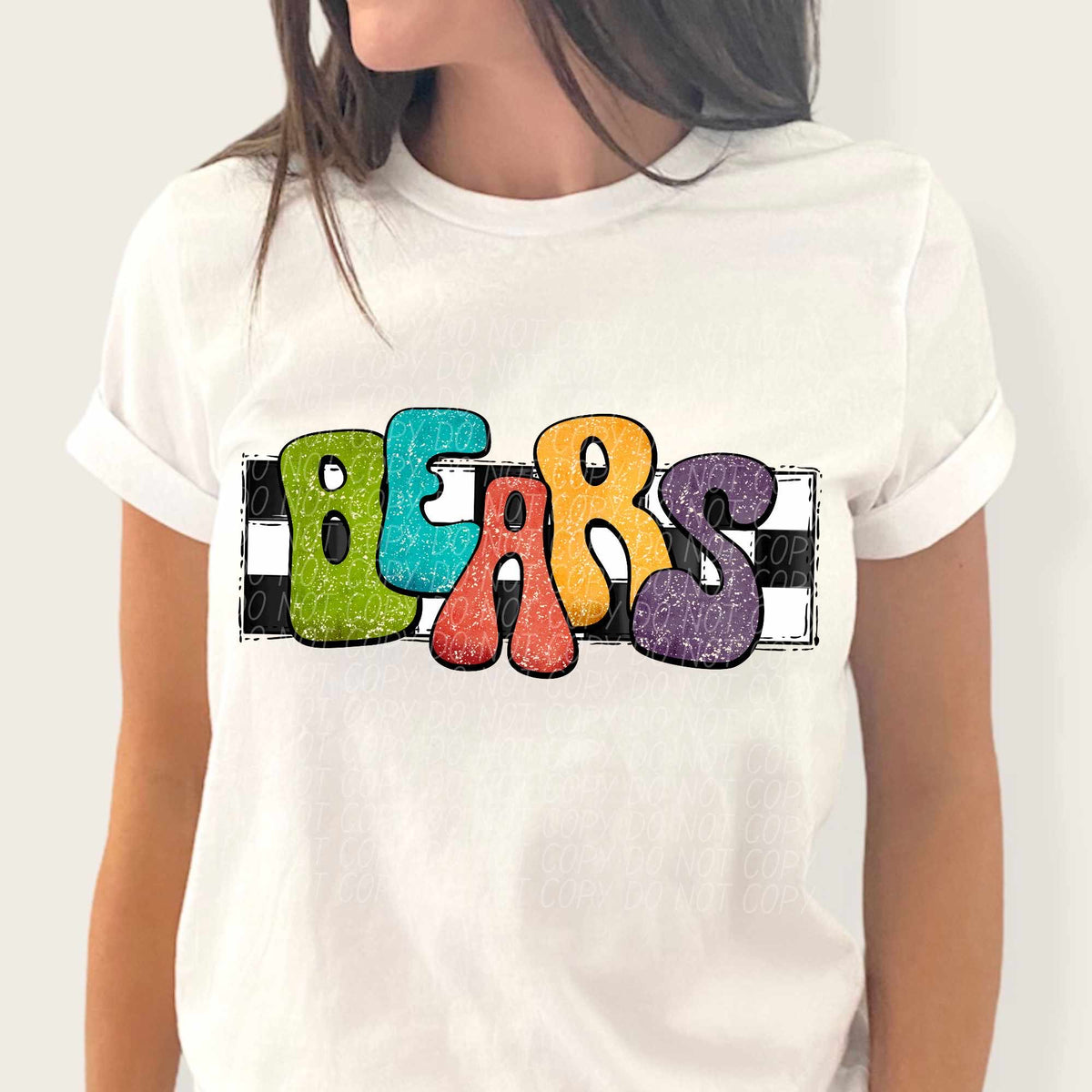 Bears multicolor with checkered background (CITY) 37265 DTF transfer