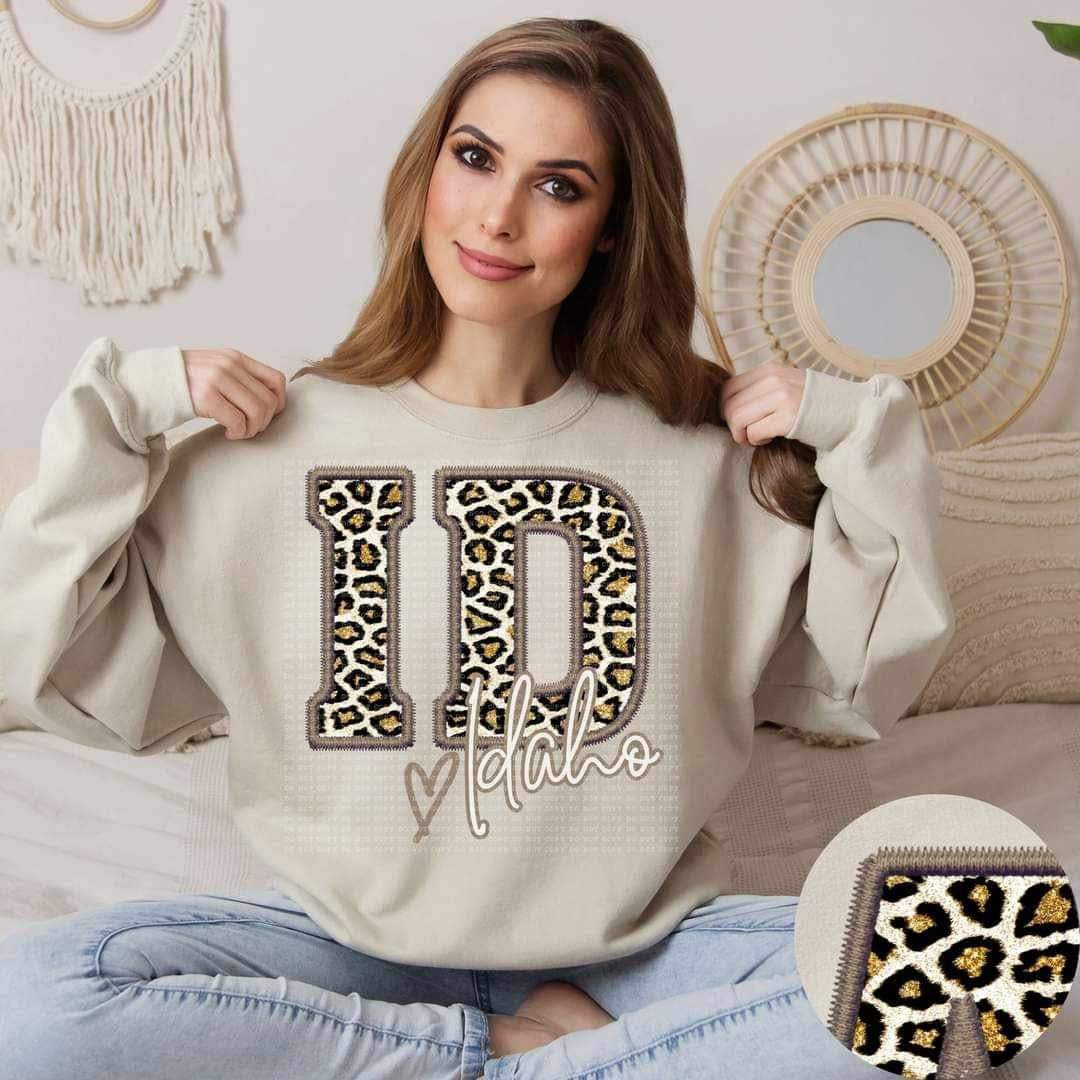 ID Idaho leopard embroidery 17457 DTF TRANSFER bc
