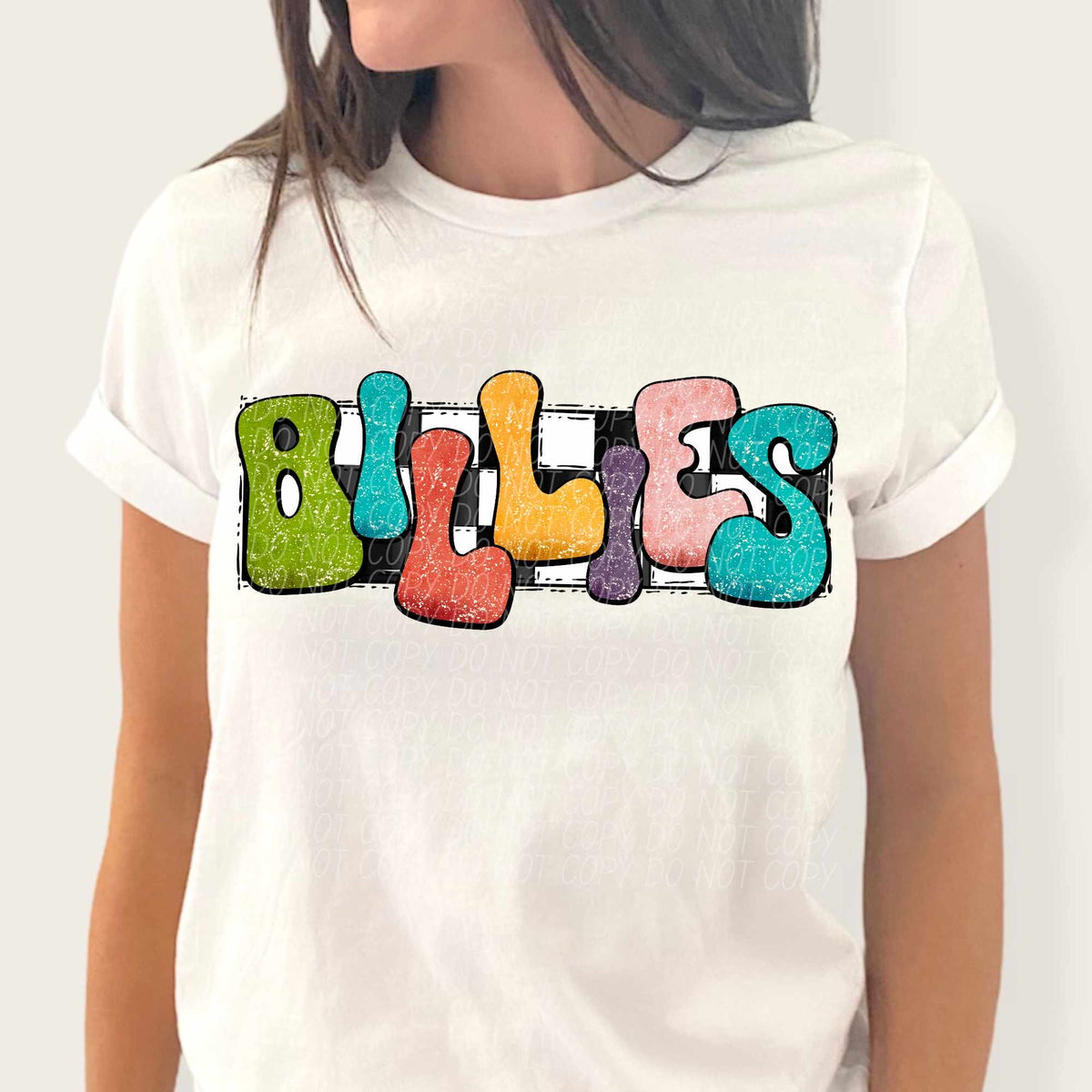 Billies multicolor with checkered background (CITY) 37262 DTF transfer