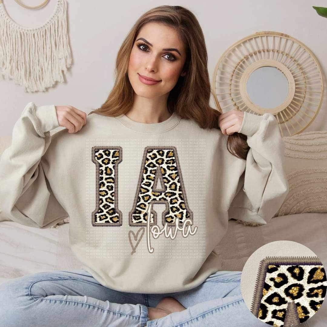 IA iowa leopard embroidery 17455 DTF TRANSFER bc