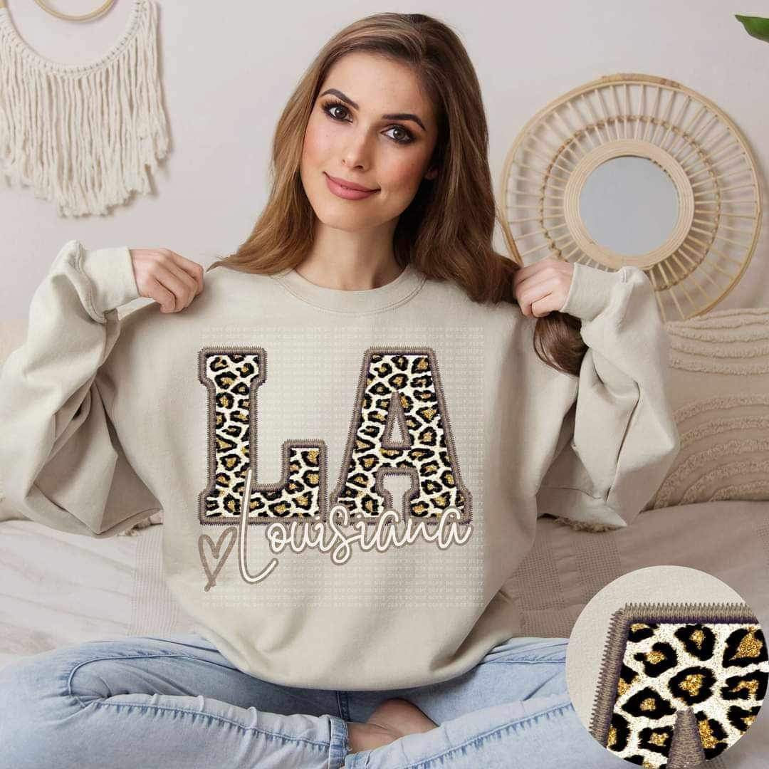 LA louisiana leopard embroidery 17452 DTF TRANSFER