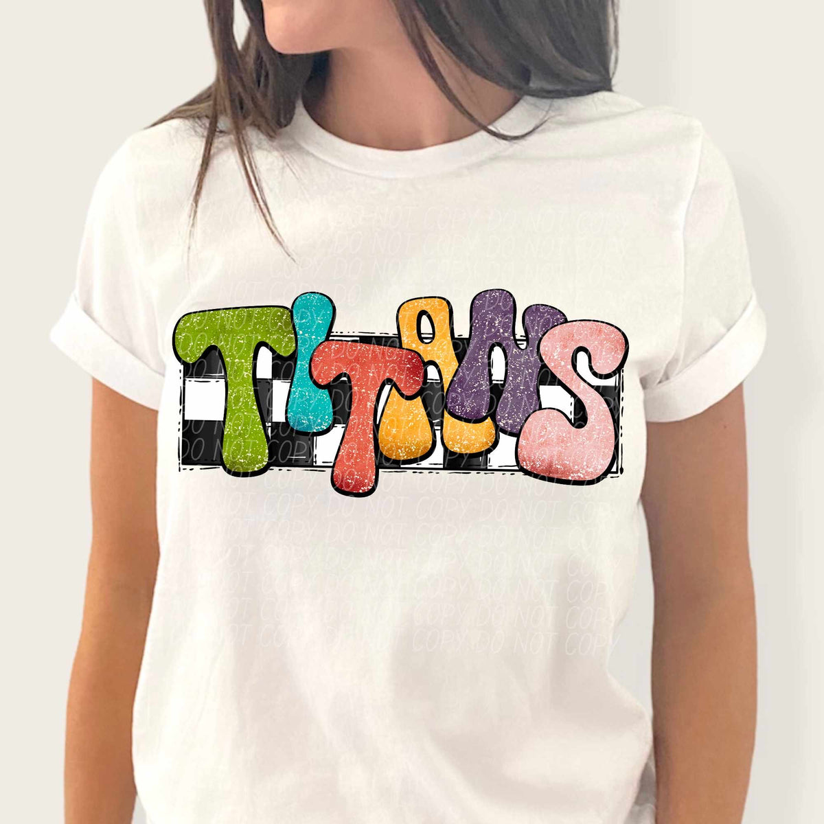 Titans multicolor with checkered background (CITY) 37255 DTF transfer