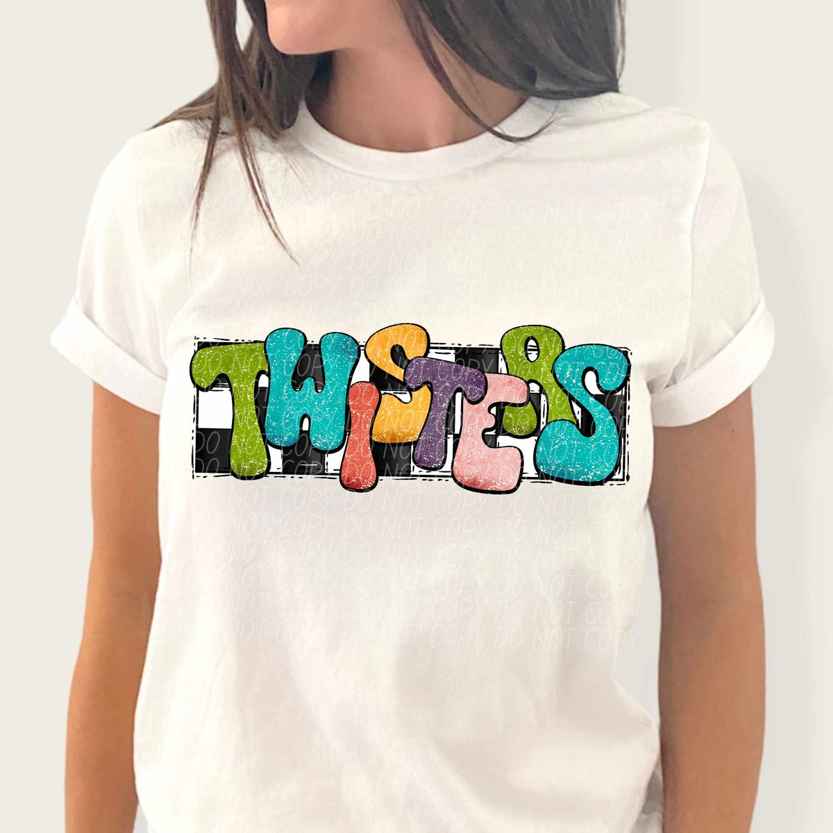 Twisters multicolor with checkered background (CITY) 37250 DTF transfer