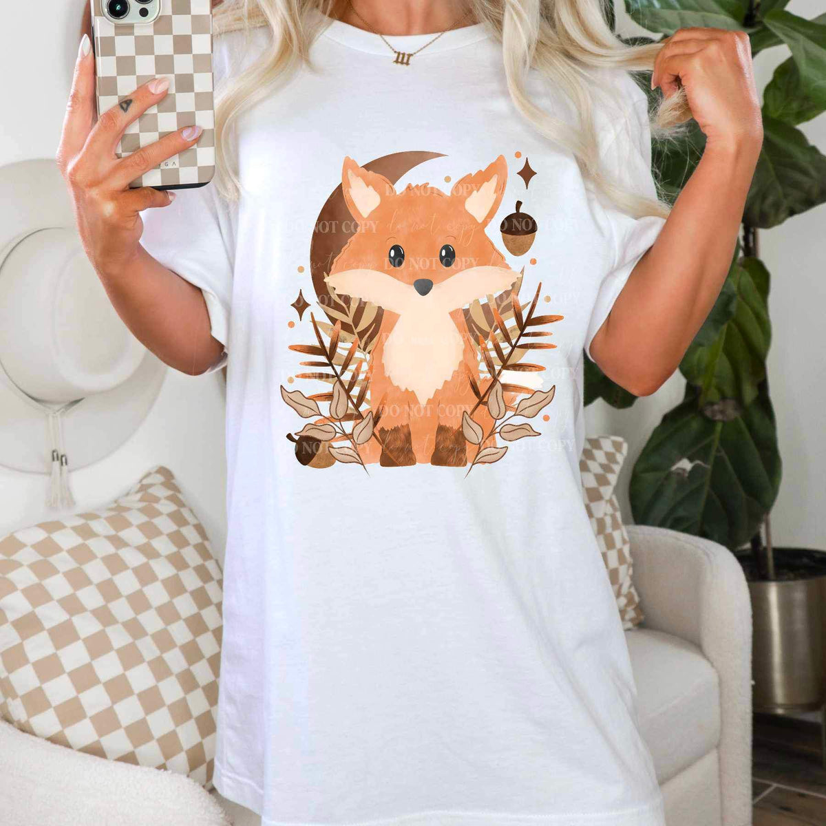 Fox with moon and acorn CSC 17497 DTF TRANSFER