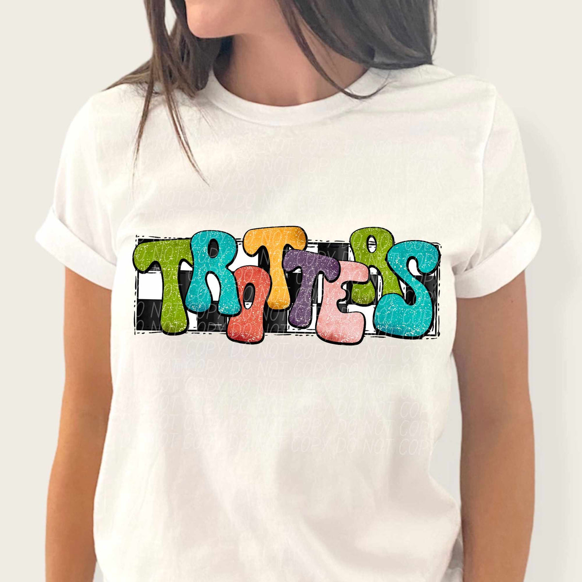 Trotters multicolor with checkered background (CITY) 37247 DTF transfer