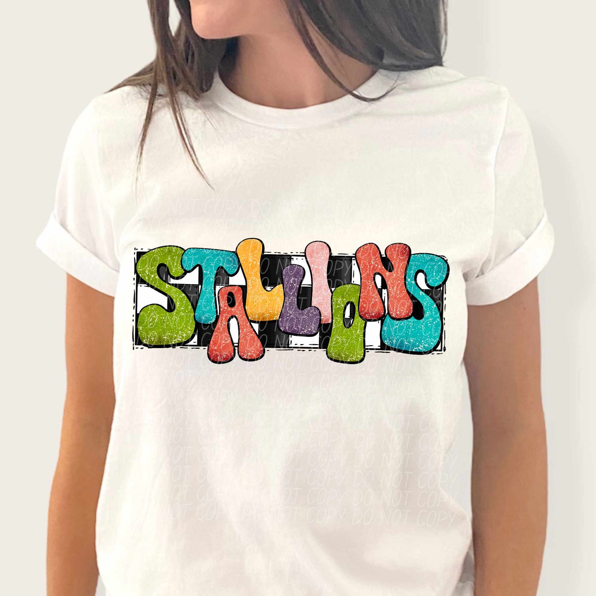 Stallions multicolor with checkered background (CITY) 37244 DTF transfer