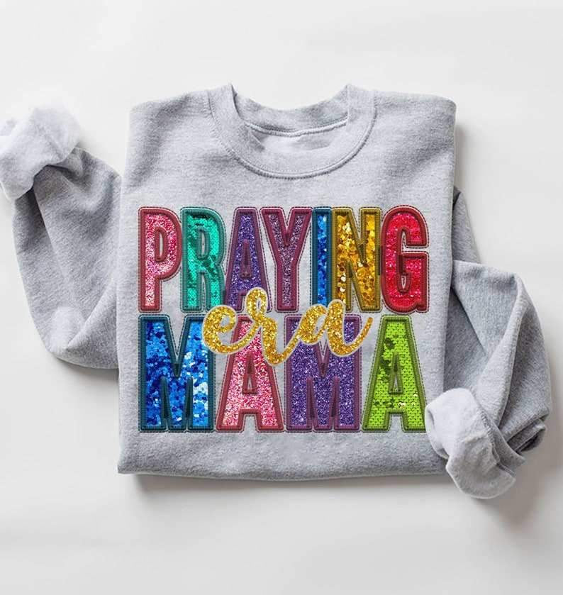 Praying mama era colorful embroidery 27108 DTF transfer
