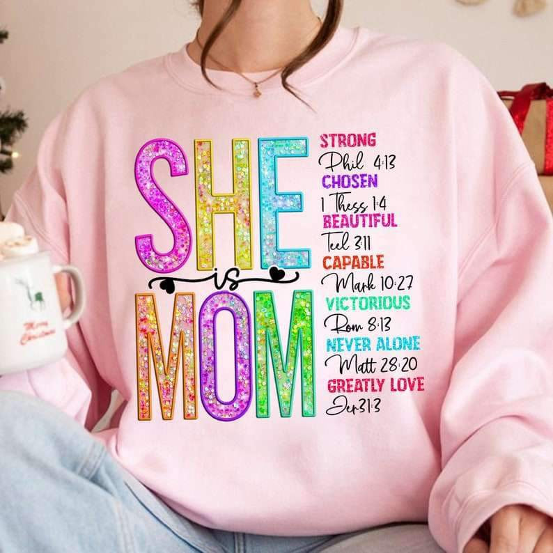 She is mom neon colorful sequin 27109 DTF transfer