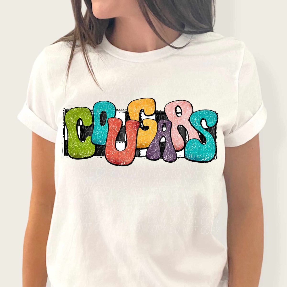 Cougars multicolor with checkered background (CITY) 37237 DTF transfer
