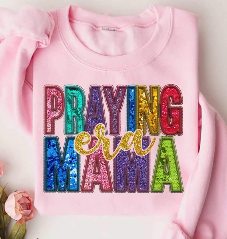 Praying mama era colorful embroidery 27108 DTF transfer