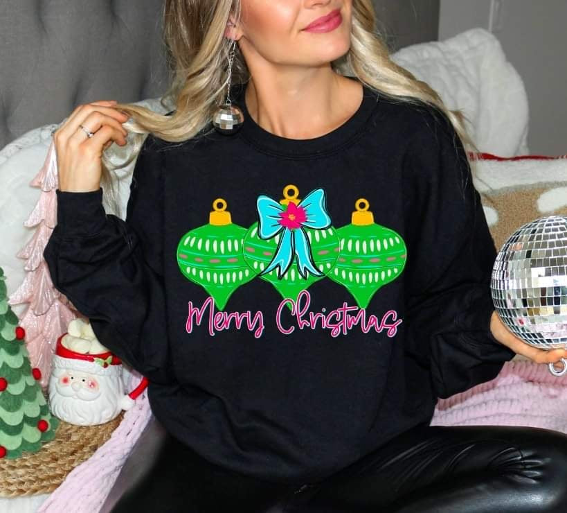 Merry Christmas green ornaments (S&G) 58725 DTF transfer