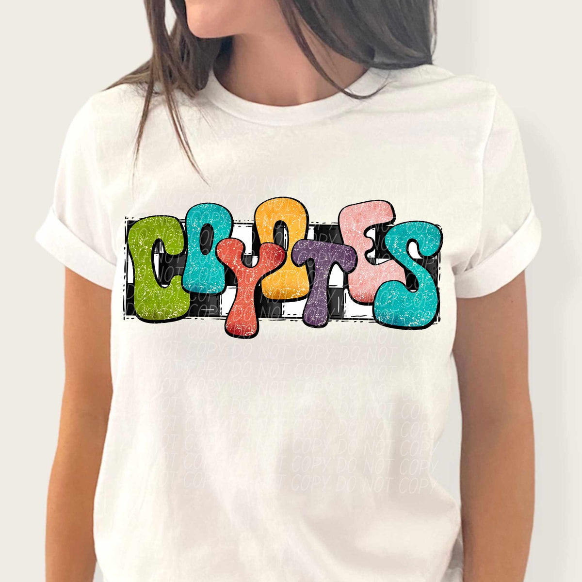 Coyotes multicolor with checkered background (CITY) 37233 DTF transfer