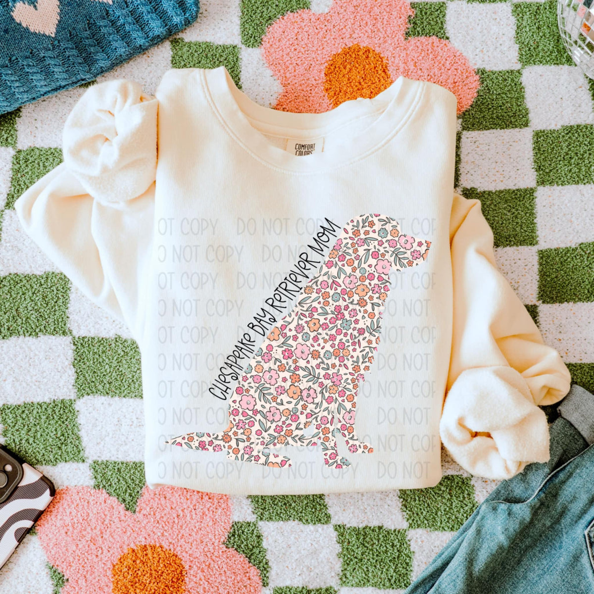 Chesapeake bay retriever mom floral puppy (SWD) 87801 DTF transfer