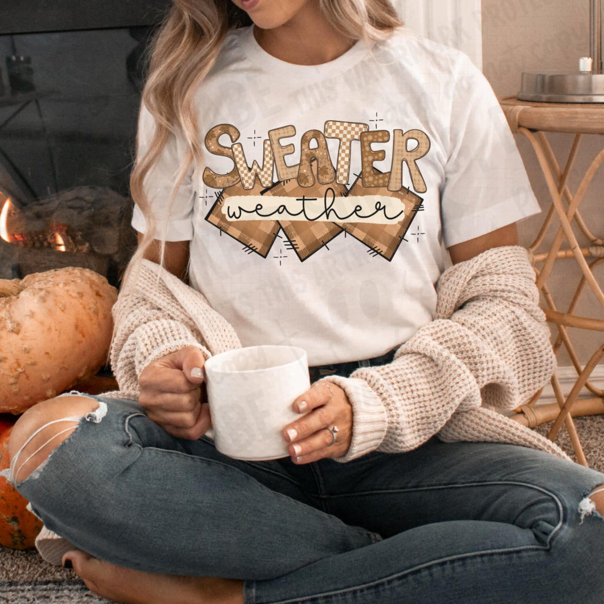Sweater Weather with patches 111259 DTF transfer