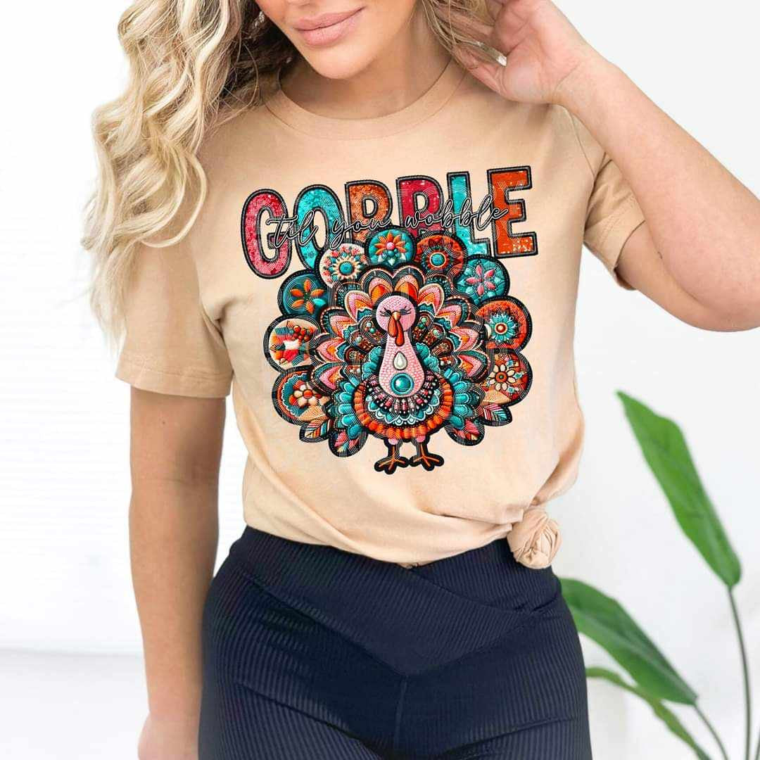 Gobble patterned turkey (PH) 58754 DTF transfer