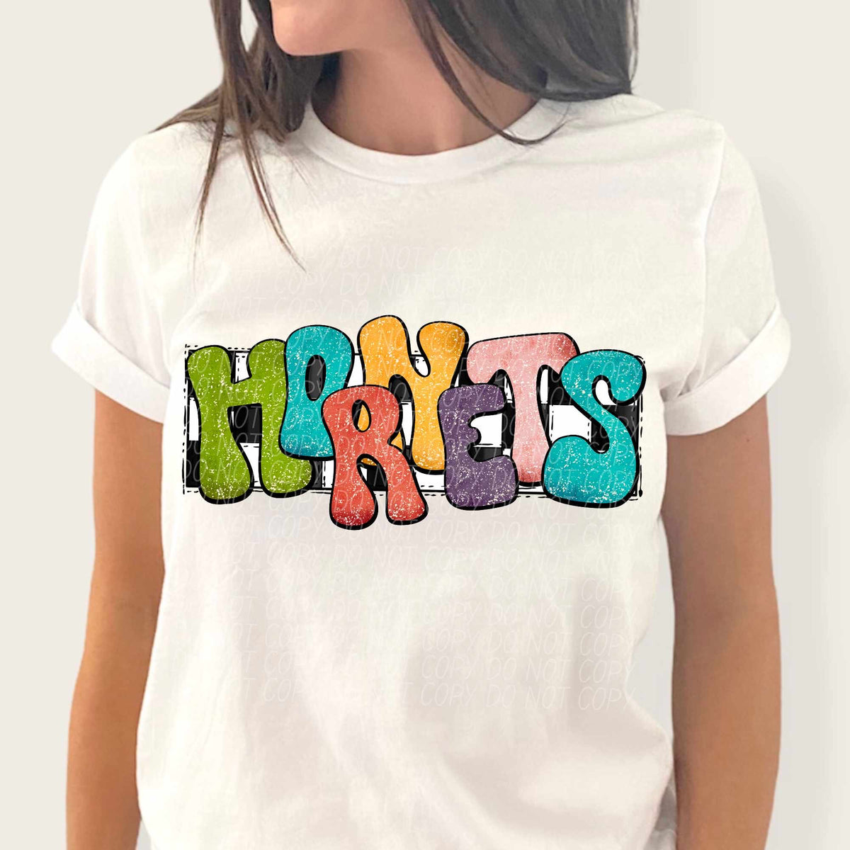 Hornets multicolor with checkered background (CITY) 37217 DTF transfer