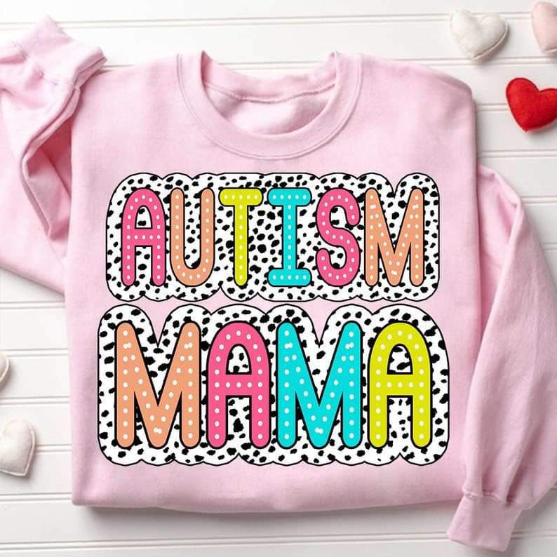 Autism mama colorful with botted background 27080 DTF transfer