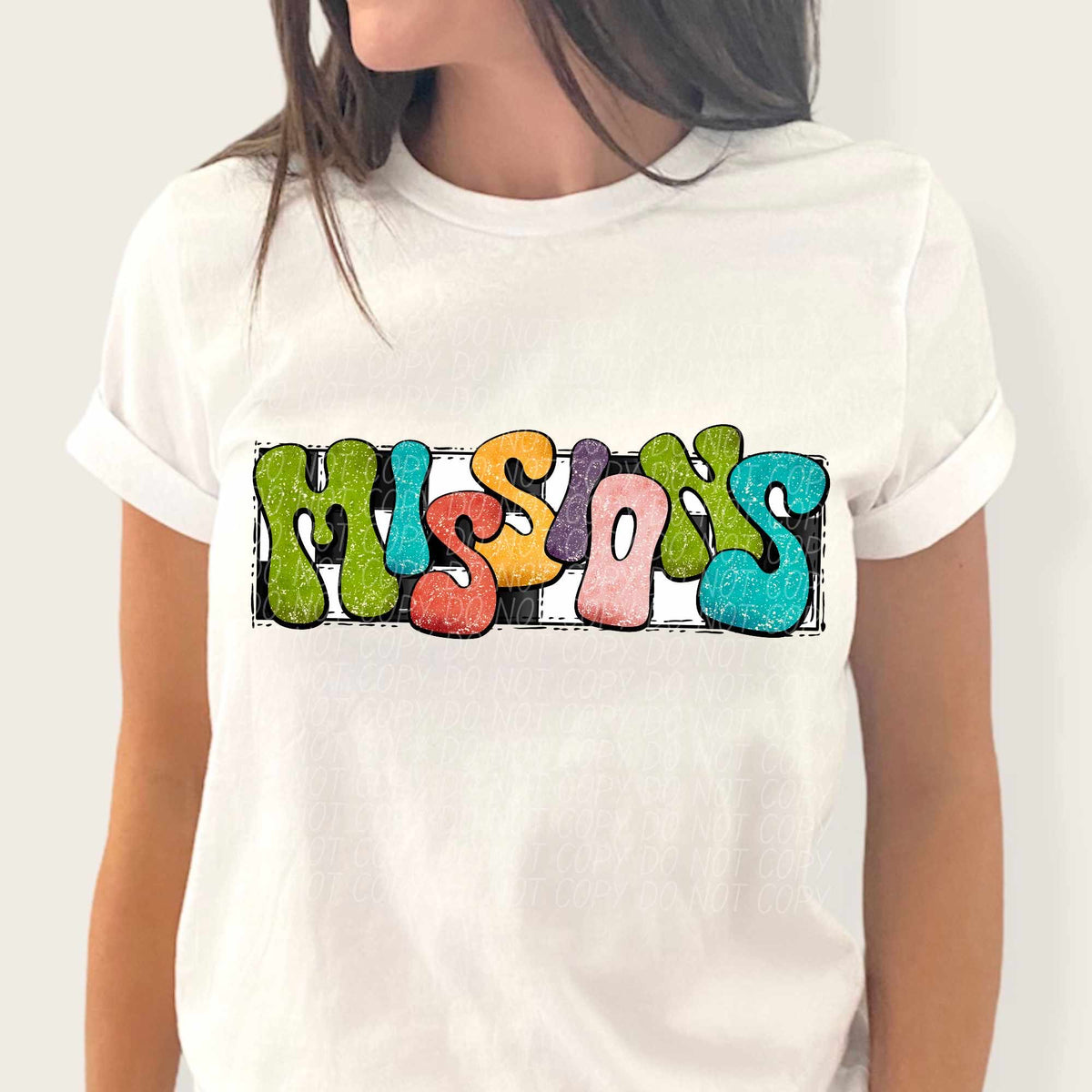 Missions multicolor with checkered background (CITY) 37216 DTF transfer