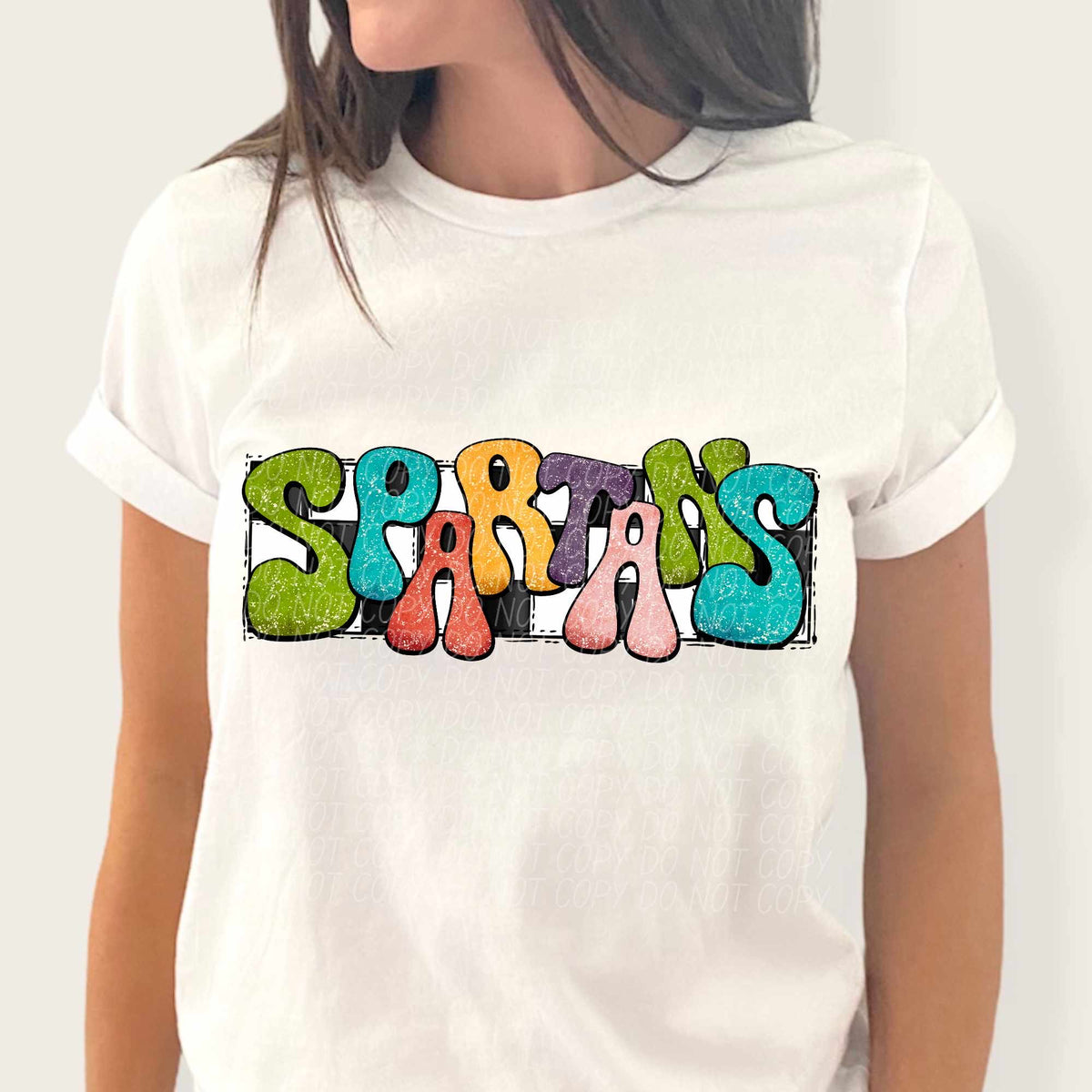 Spartans multicolor with checkered background (CITY) 37215 DTF transfer