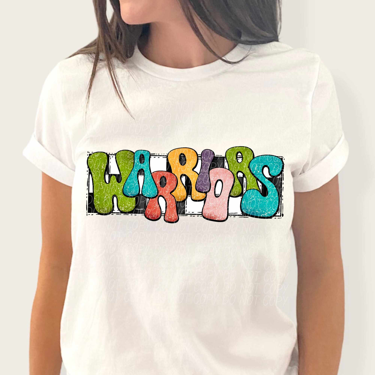 Warriors multicolor with checkered background (CITY) 37208 DTF transfer