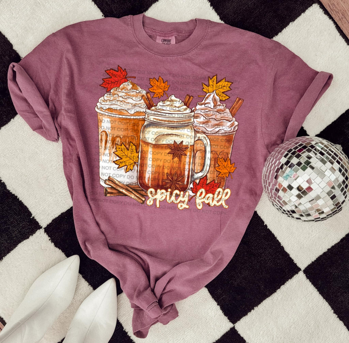 Spicy Fall with pumpkin spice drinks 111729 DTF transfer