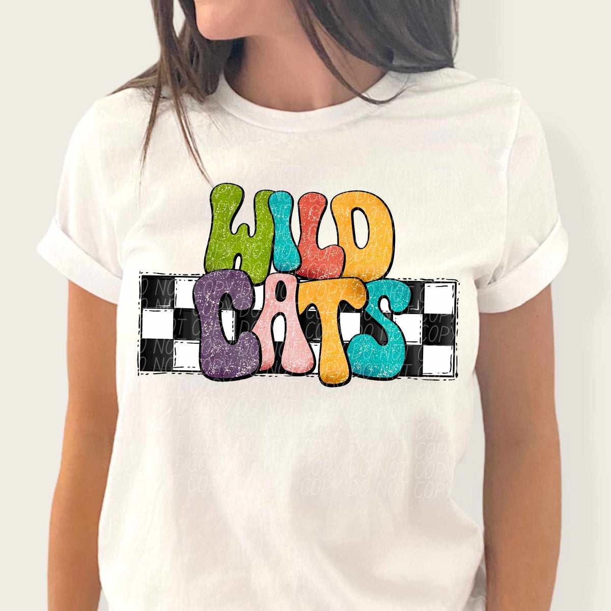 Wildcats multicolor with checkered background (CITY) 37206 DTF transfer