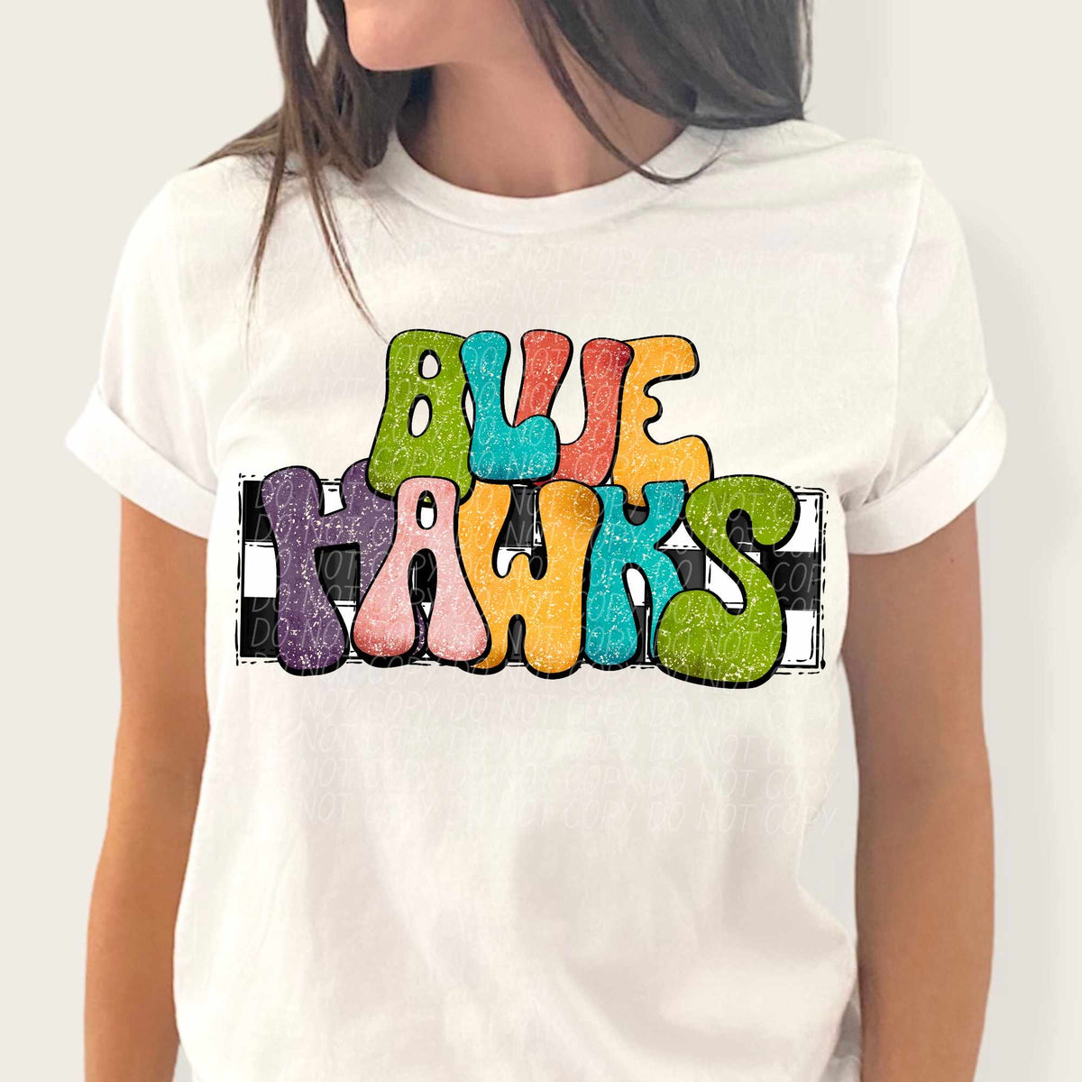 Blue hawks multicolor with checkered background (CITY) 37205 DTF transfer