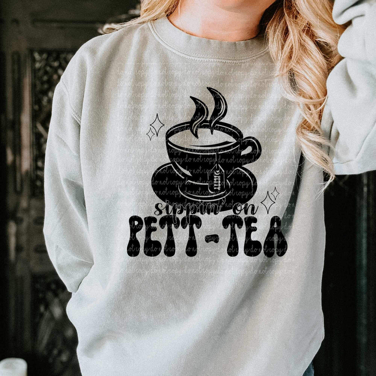 Sippin on pett-tea BLACK CMLD 17533 DTF TRANSFERe