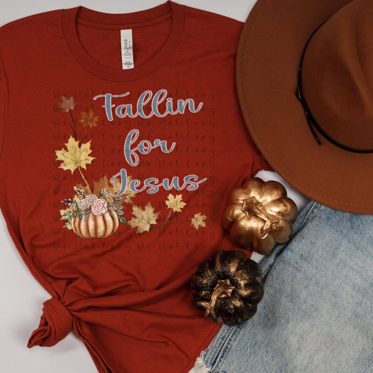 Fallin For Jesus with roses pumpkin and leaves 111739 DTF transfer