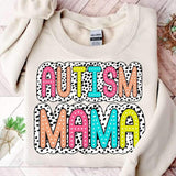 Autism mama colorful with botted background 27080 DTF transfer