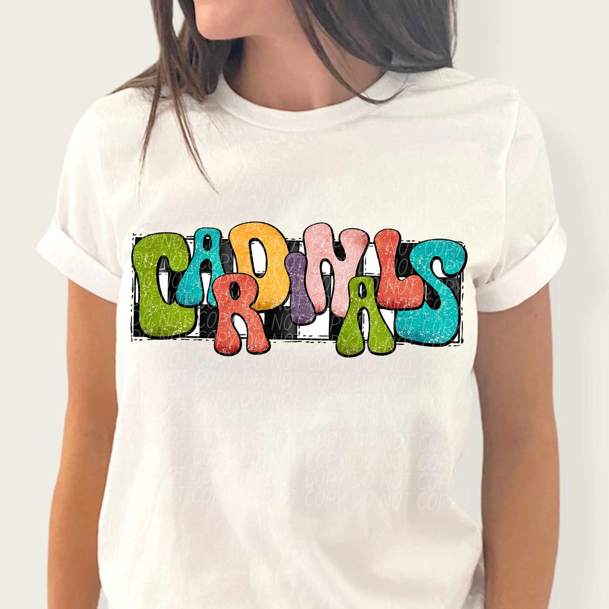 Cardinals multicolor with checkered background (CITY) 37193 DTF transfer