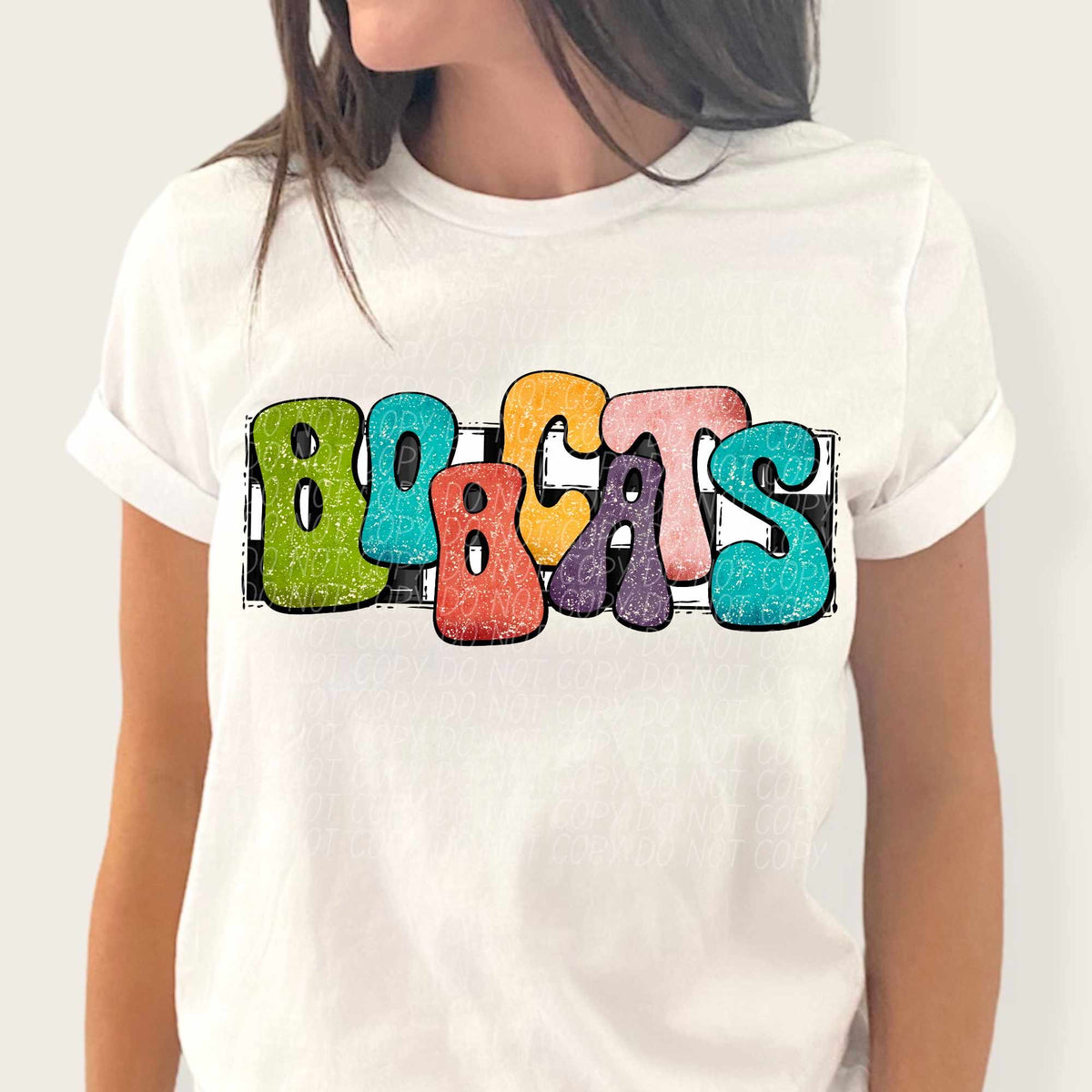 Bobcats multicolor with checkered background (CITY) 37192 DTF transfer