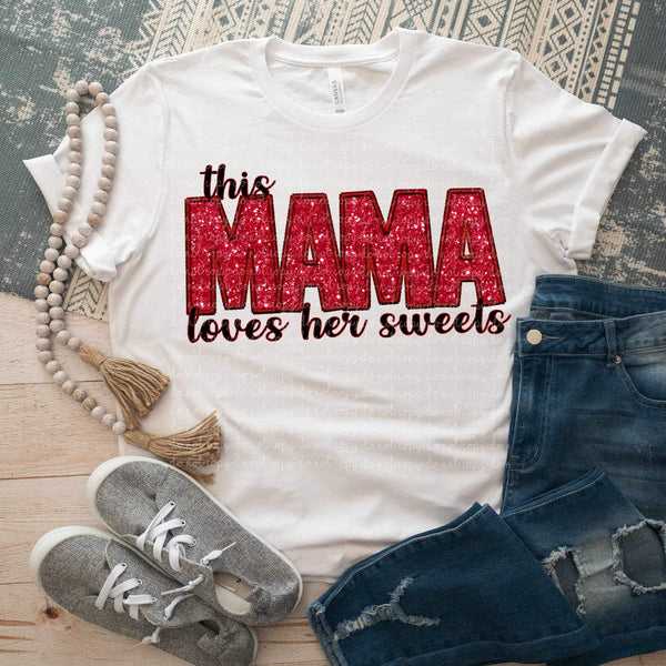 This mama loves her sweets red sequin CMLD 17525 DTF TRANSFERe