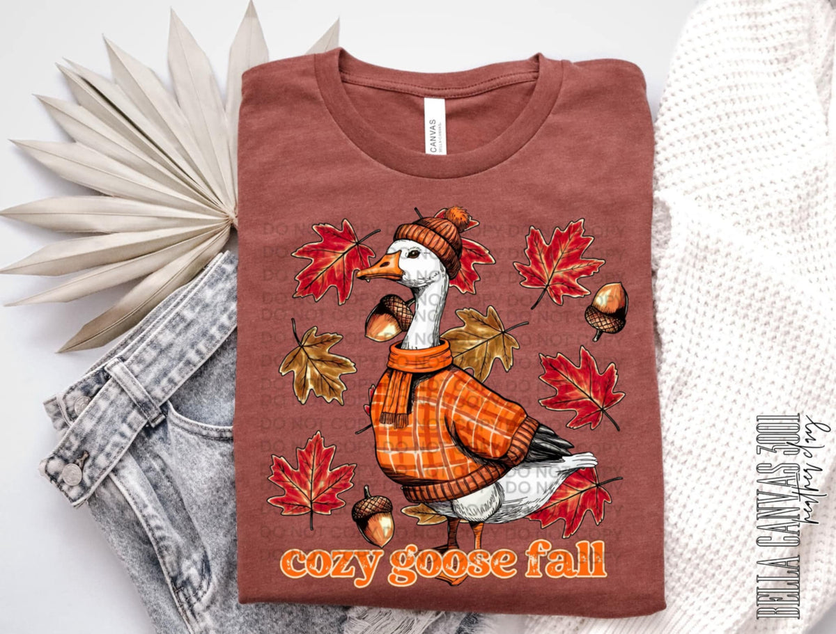 Cozy Goose Fall with plaid 111731 DTF transfer