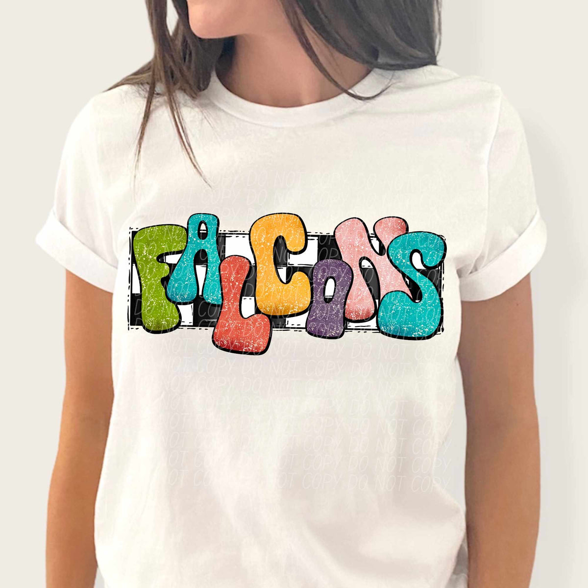 Falcons multicolor with checkered background (CITY) 37187 DTF transfer