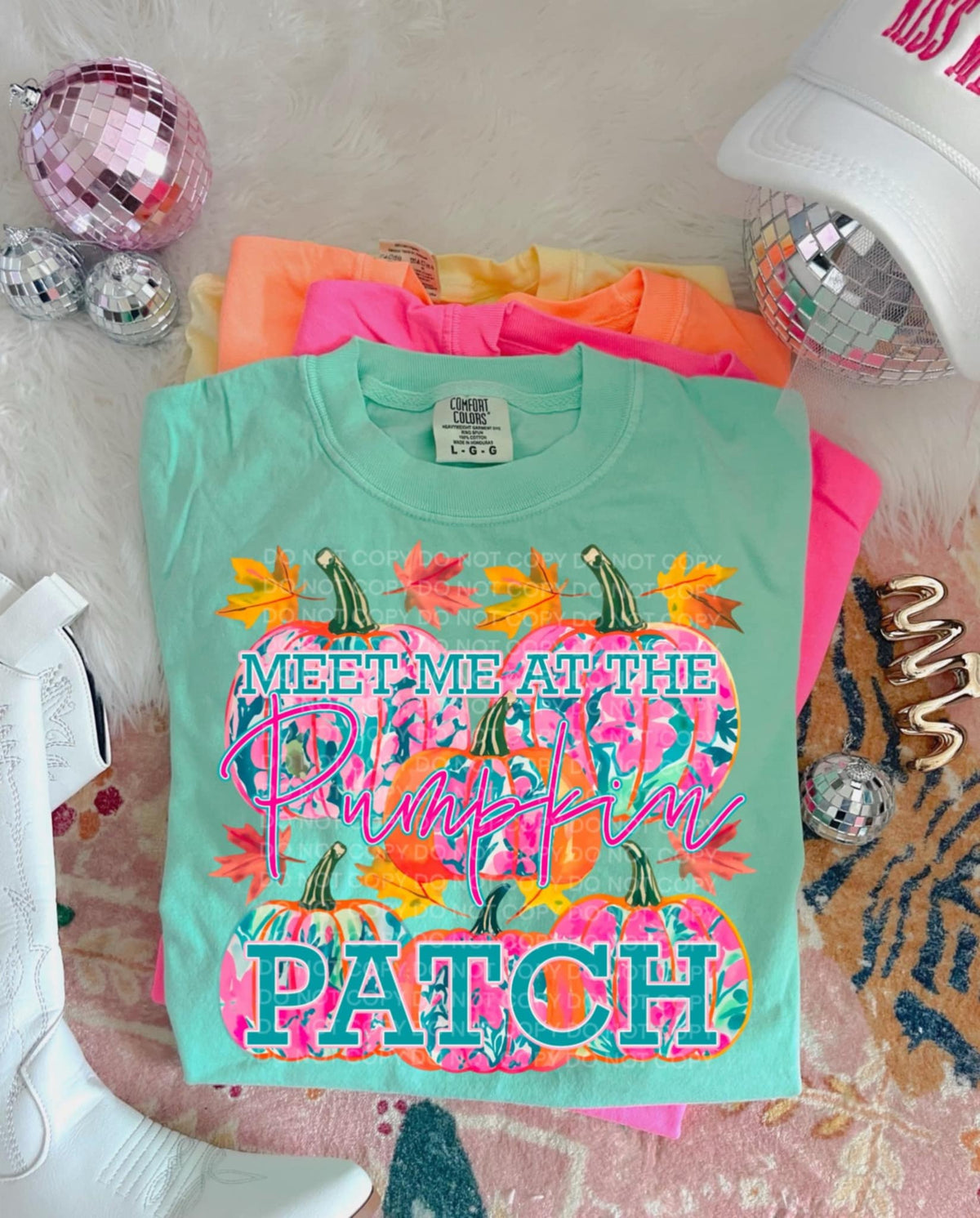 Meet me at the Pumpkin Patch paisley print 111733 DTF transfer