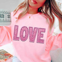 Love pink glitter embroidery 17552 DTF TRANSFER