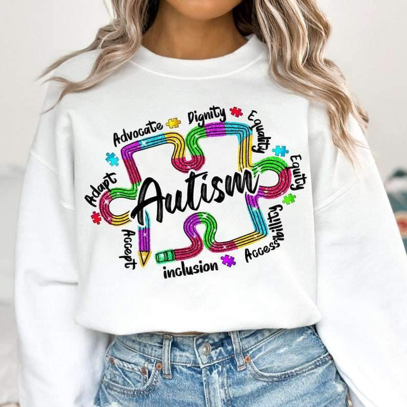 Autism puzzle piece rainbow 27078 DTF transfer