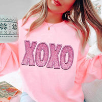 Xoxo pink glitter embroidery 17550 DTF TRANSFER