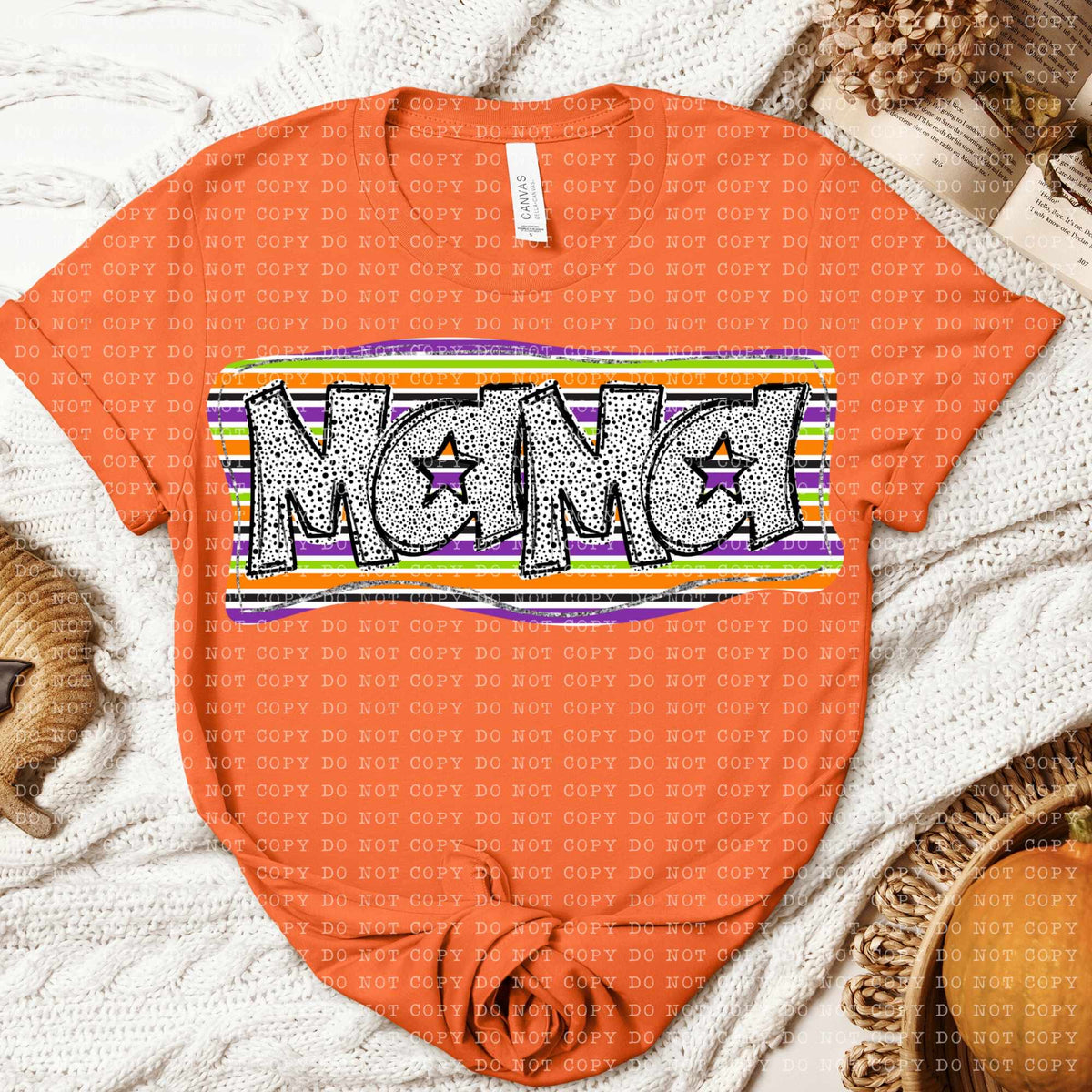 Mama purple orange green stripes (ECHT) 58810 DTF transfer