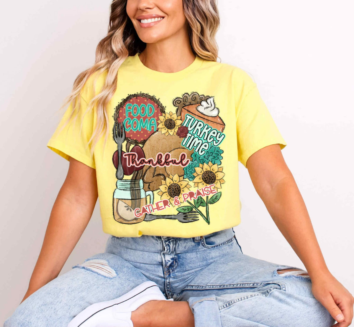 Thankful Turkey Time thanksgiving Collage DTF transfer