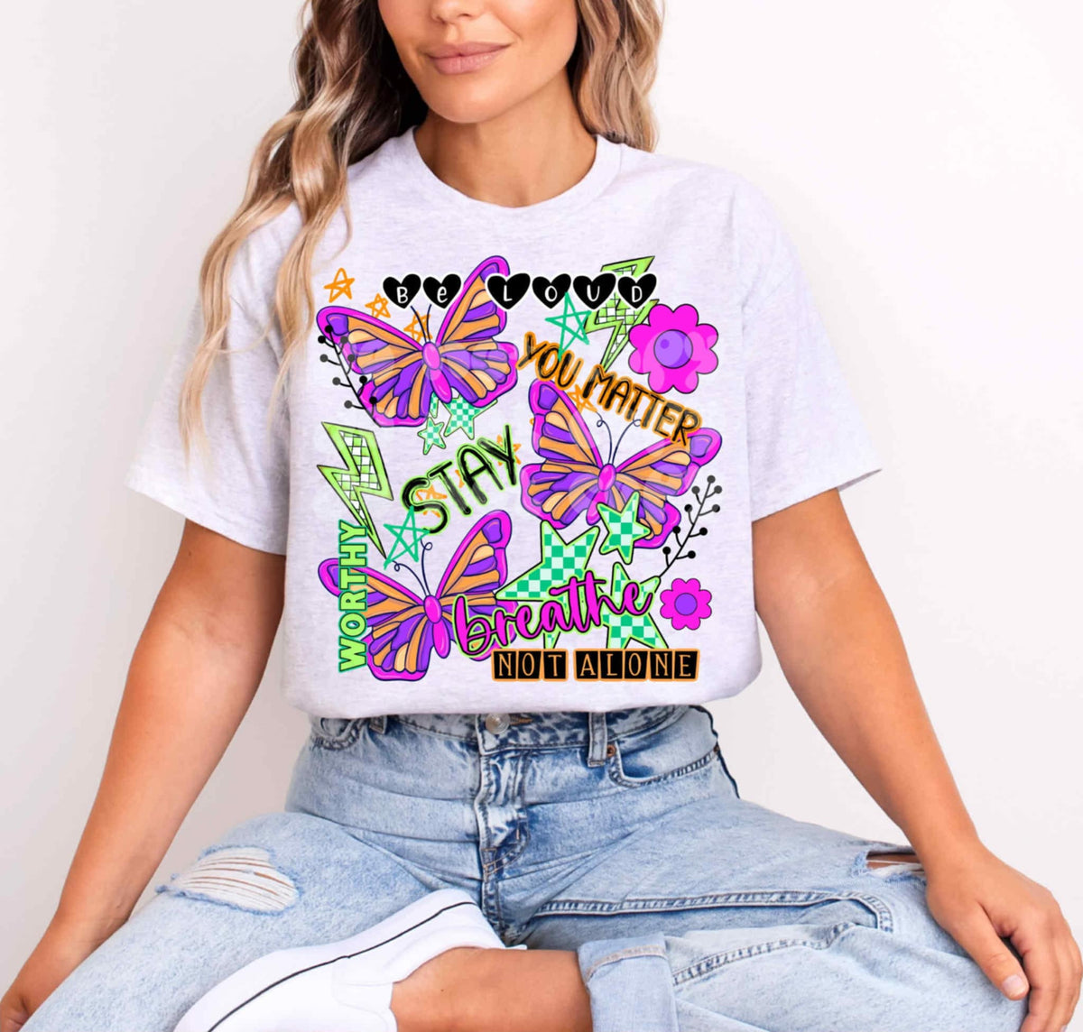 You Matter Motivational Butterflies  collage DTF transfer