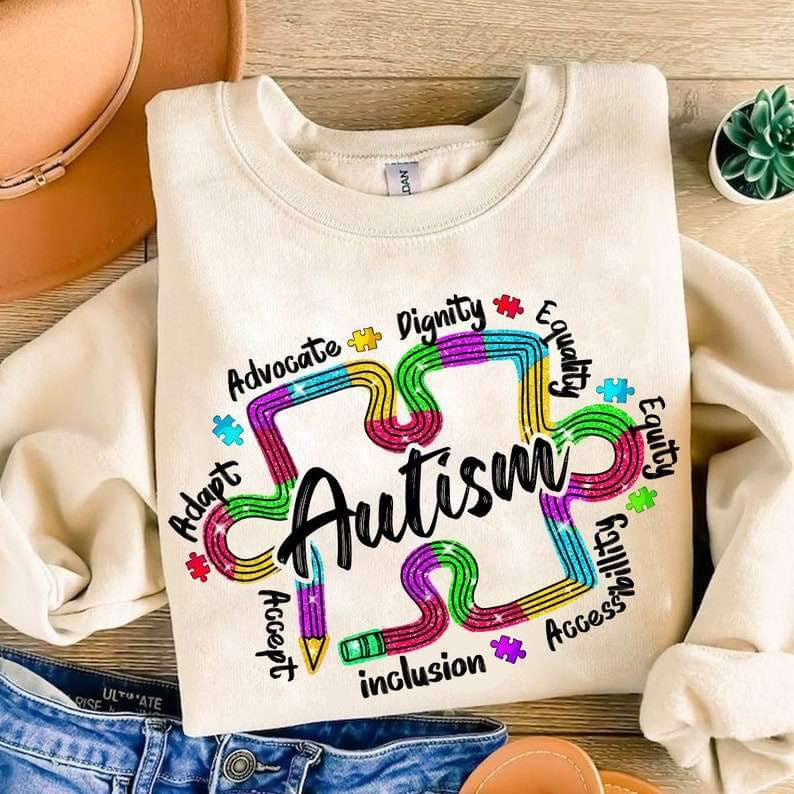 Autism puzzle piece rainbow 27078 DTF transfer