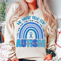 We wear blue for autism rainbow 27077 DTF transfer