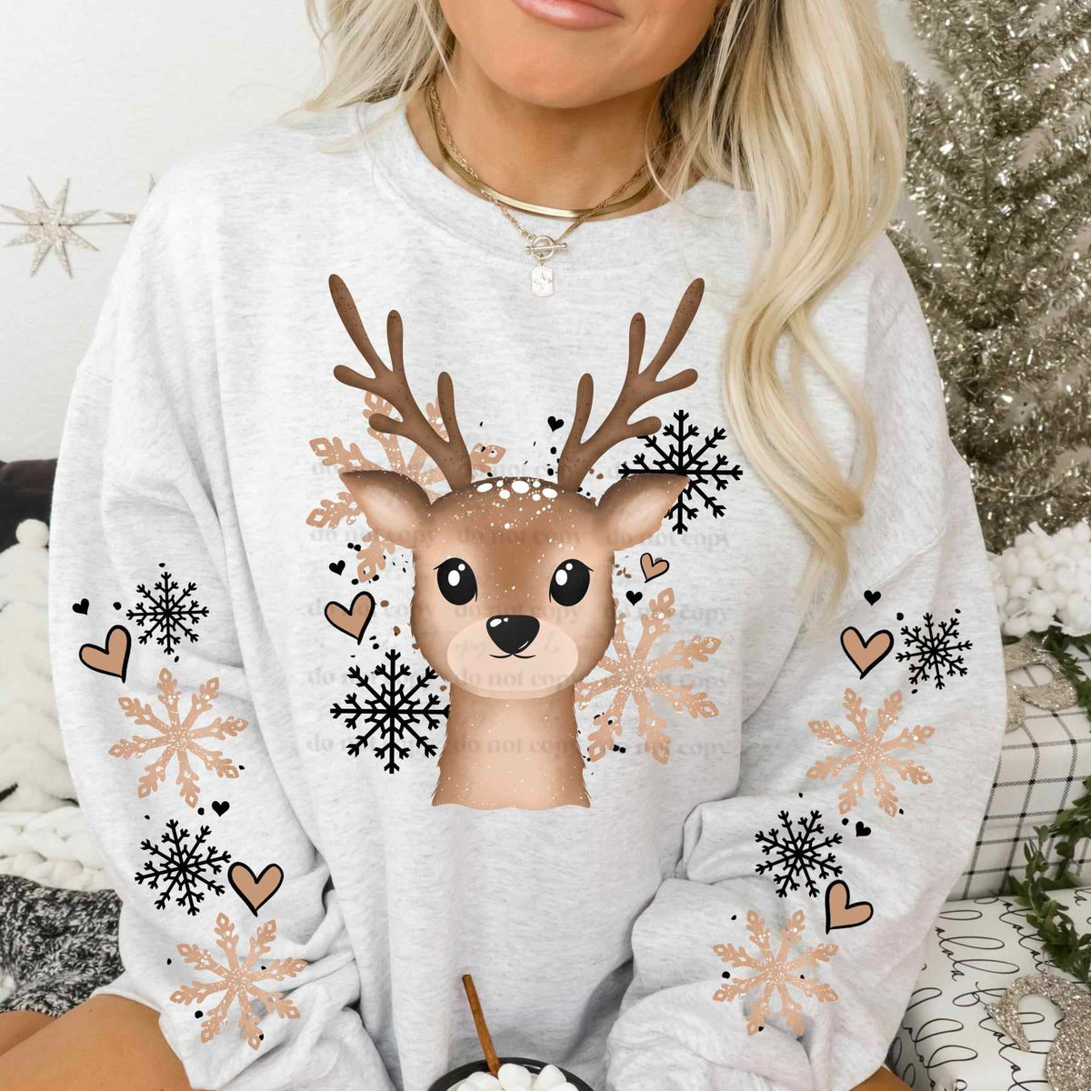 Deer with snowflakes FRONT (CSC) 73735 DTF transfer