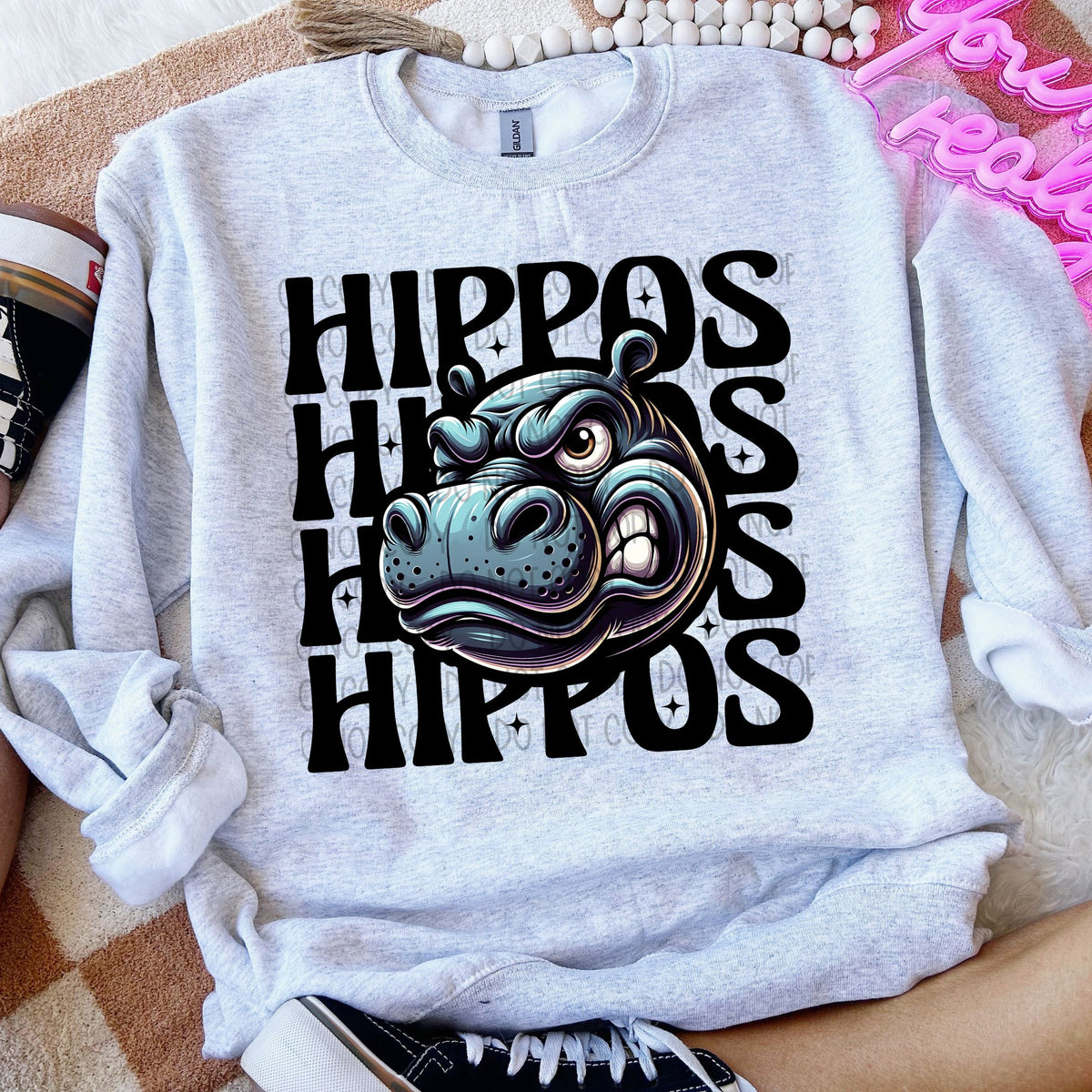 Hippos stacked Winking Mascot SWD 49215 DTF transfer
