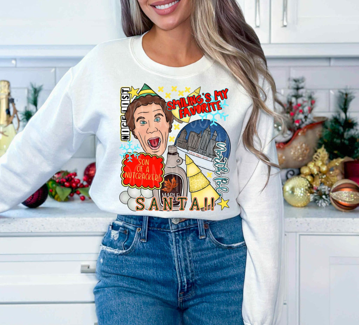 Elf Santa Collage with quotes DTF transfer