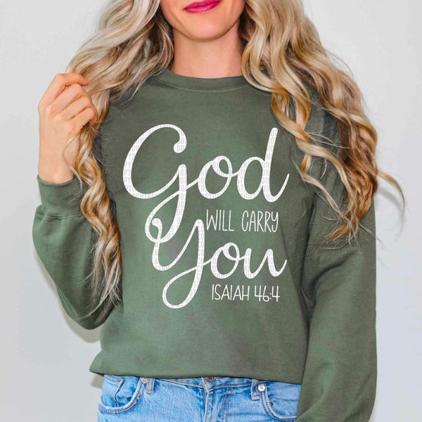God will carry you WHITE 17571 DTF TRANSFER