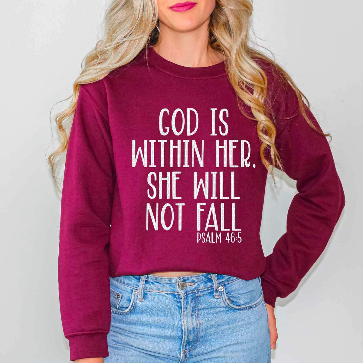 God is within her she will not fall WHITE 17570 DTF TRANSFER